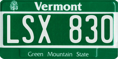 VT license plate LSX830
