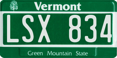 VT license plate LSX834