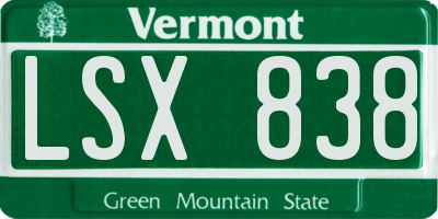 VT license plate LSX838