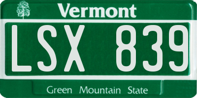VT license plate LSX839