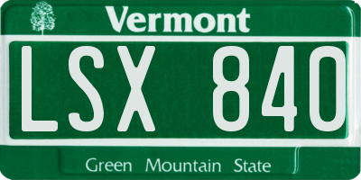 VT license plate LSX840