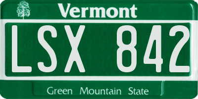 VT license plate LSX842
