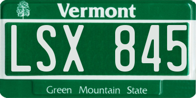 VT license plate LSX845