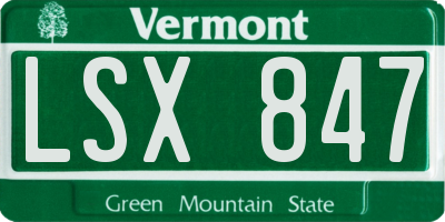 VT license plate LSX847