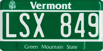 VT license plate LSX849