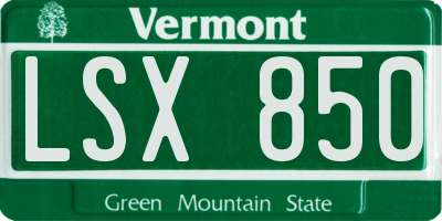 VT license plate LSX850
