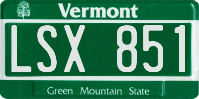 VT license plate LSX851