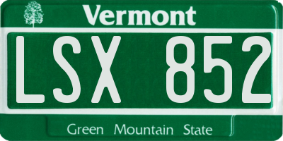 VT license plate LSX852