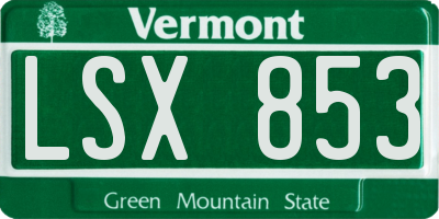 VT license plate LSX853
