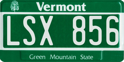 VT license plate LSX856