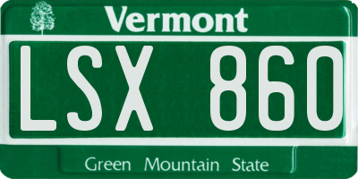 VT license plate LSX860