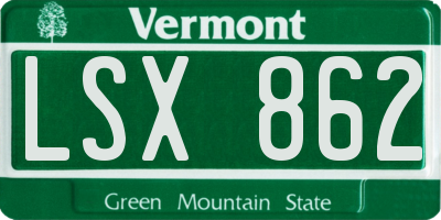 VT license plate LSX862