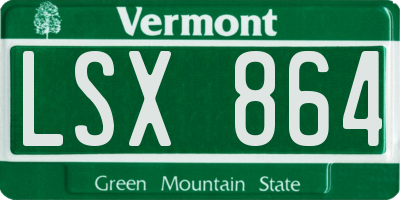 VT license plate LSX864