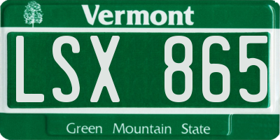 VT license plate LSX865