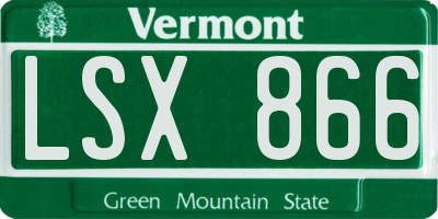 VT license plate LSX866