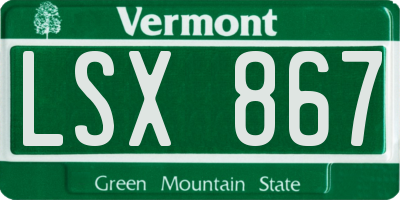 VT license plate LSX867