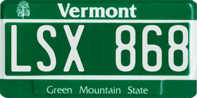 VT license plate LSX868