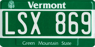 VT license plate LSX869
