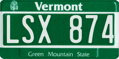 VT license plate LSX874