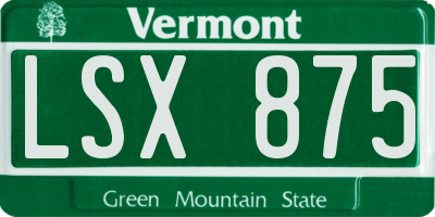 VT license plate LSX875