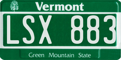 VT license plate LSX883