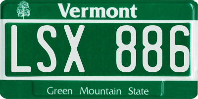 VT license plate LSX886