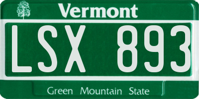 VT license plate LSX893