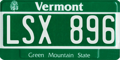 VT license plate LSX896