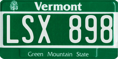 VT license plate LSX898