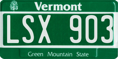 VT license plate LSX903