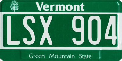VT license plate LSX904