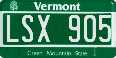 VT license plate LSX905