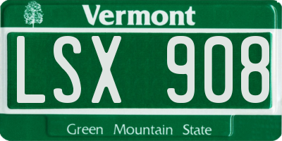 VT license plate LSX908