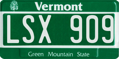 VT license plate LSX909