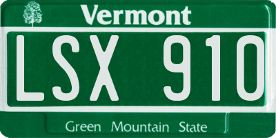 VT license plate LSX910