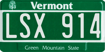VT license plate LSX914