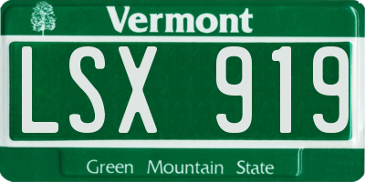 VT license plate LSX919