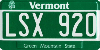 VT license plate LSX920