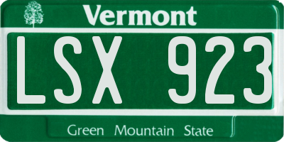 VT license plate LSX923