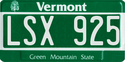 VT license plate LSX925