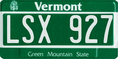 VT license plate LSX927
