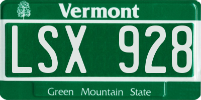 VT license plate LSX928
