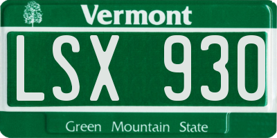 VT license plate LSX930
