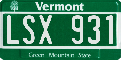 VT license plate LSX931