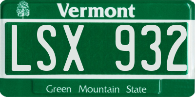 VT license plate LSX932
