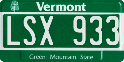 VT license plate LSX933