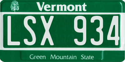VT license plate LSX934