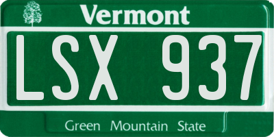 VT license plate LSX937