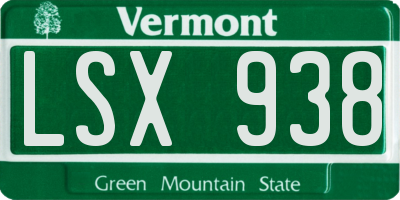 VT license plate LSX938