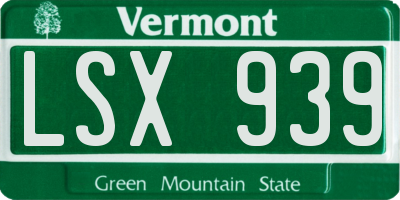 VT license plate LSX939